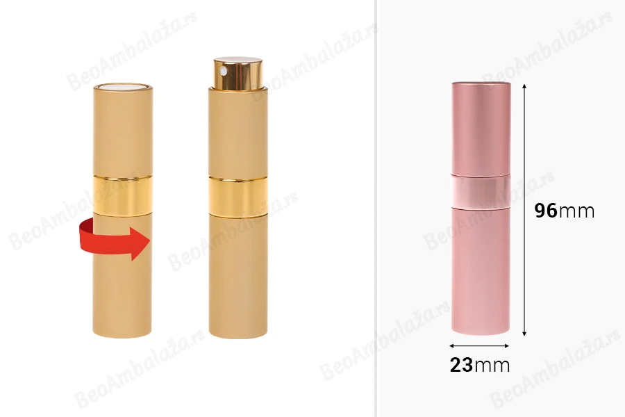 Staklena flašica 8mL sa sprejom za parfem u aluminijumskoj futroli-dimenzije_slike