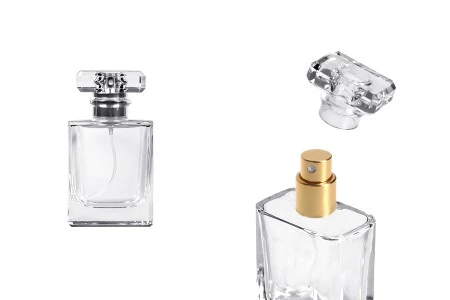 Staklena parfemska bočica 50mL providna sa sprejom i poklopcem-1