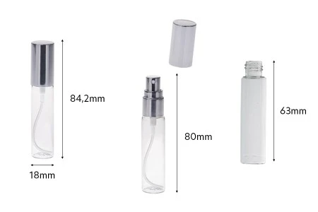 Staklena bočica 10mL za parfem sa sprejom i aluminijumskim poklopcem - 6 kom-3