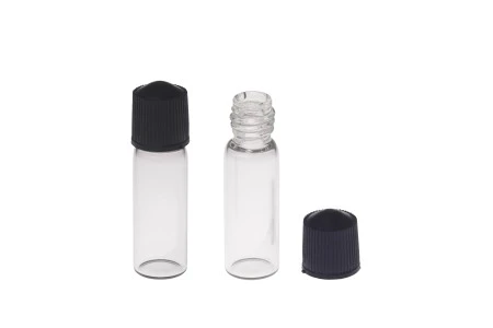 Mini staklena bočica 1mL, sa crnim, plastičnim navojnim zatvaračem - 25 kom-1
