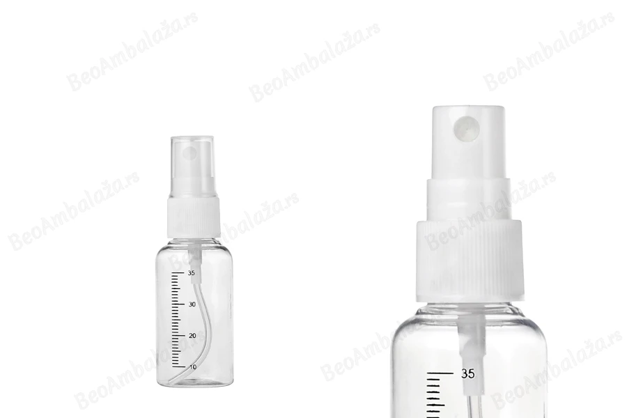Providna plastična flašica 35mL sa mernim oznakama, sprejom i zatvaračem - 12 kom-slika_proizvoda