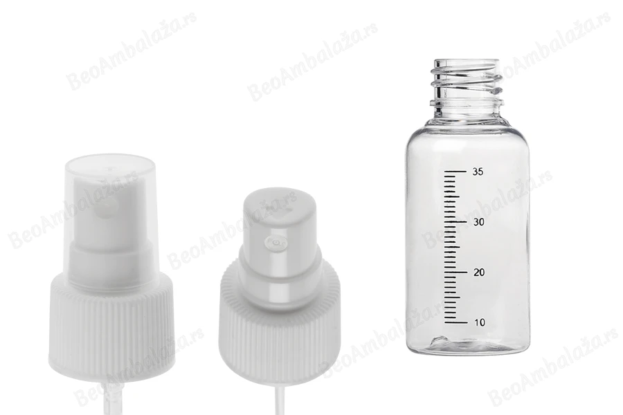 Providna plastična flašica 35mL sa mernim oznakama, sprejom i zatvaračem - 12 kom-grupa_slika