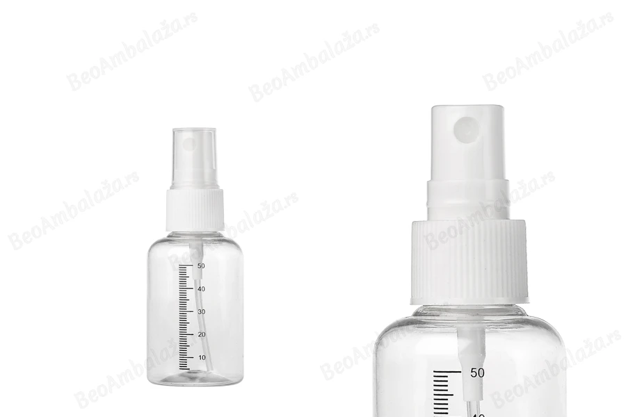 Plastična flašica 50mL sa sprejom i mernim oznakama, za parfeme - 12 komada-slika_proizvoda