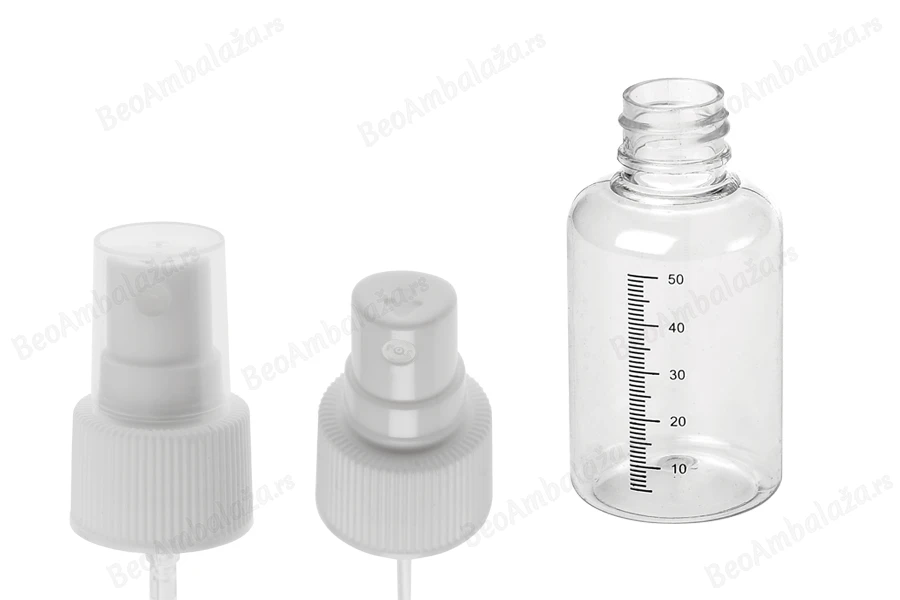 Plastična flašica 50mL sa sprejom i mernim oznakama, za parfeme - 12 komada-grupa_slika