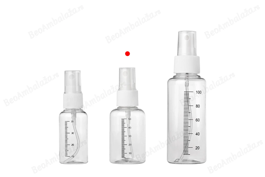 Plastična flašica 50mL sa sprejom i mernim oznakama, za parfeme - 12 komada-grupa_slika