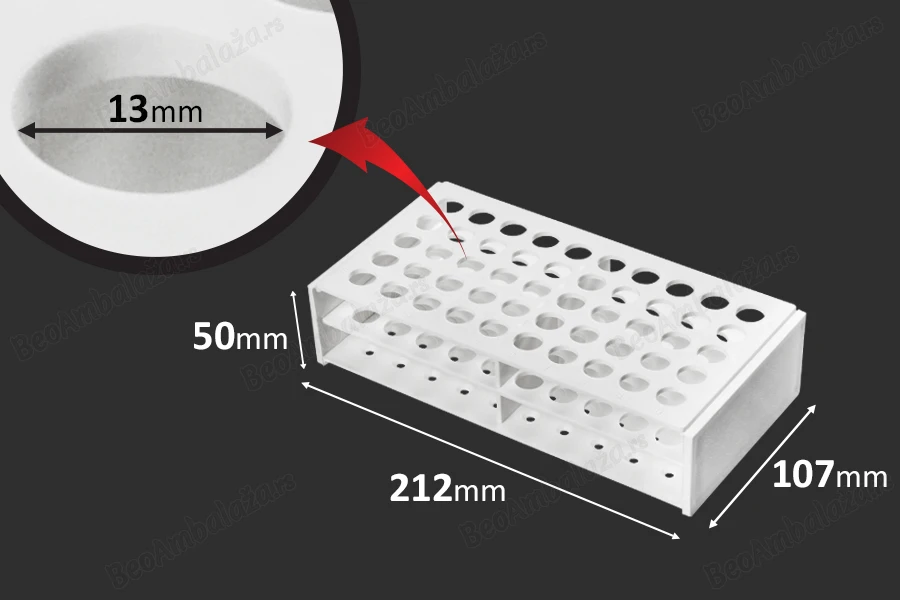 Plastični beli stalak 212x107x50 mm – 50 mesta (prečnik otvora 13 mm)-grupa_slika