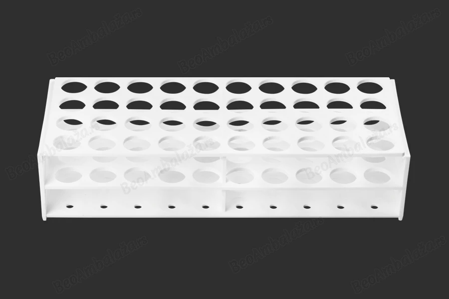 Plastični beli stalak 278x110x60 mm - 40 mesta (prečnik otvora 22 mm)-slika_proizvoda