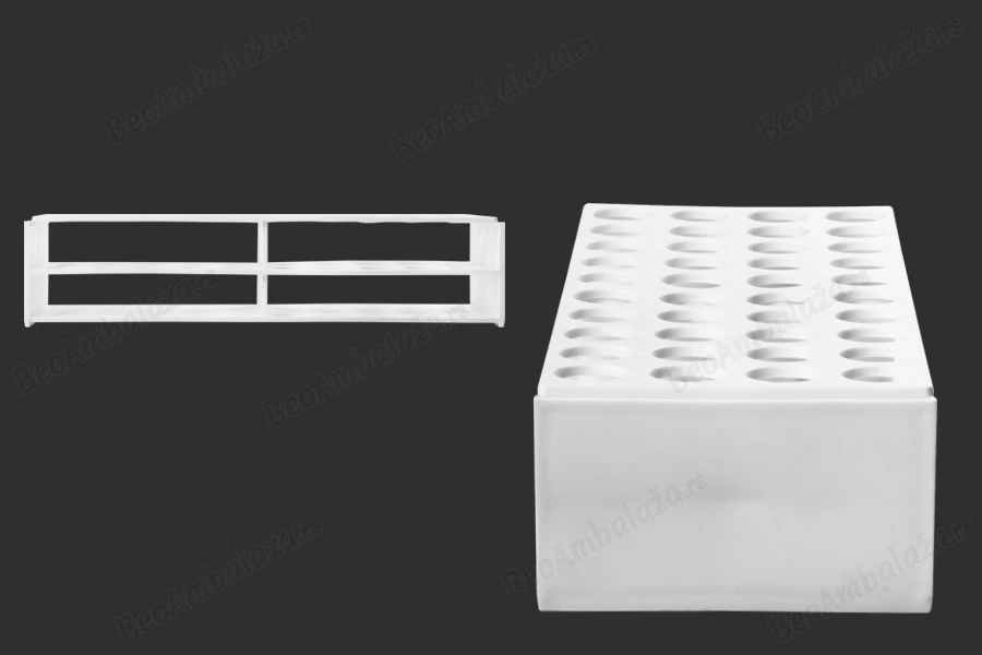 Plastični beli stalak 278x110x60 mm - 40 mesta (prečnik otvora 22 mm)-grupa_slika