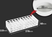 Plastični beli stalak 278x110x60 mm - 40 mesta (prečnik otvora 22 mm) Plastični beli stalak 278x110x60 mm - 40 mesta (prečnik otvora 22 mm)