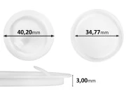 Plastični međupoklopac (PE) bele boje, visine 3 mm i prečnika 40,20 mm (mali prečnik: 34,77 mm) - 12 kom