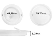 Plastični međupoklopac (PE) bele boje, visine 3,29 mm i prečnika 48,20 mm (mali prečnik: 39,70 mm) - 12 kom Plastični međupoklopac (PE) bele boje, visine 3,29 mm i prečnika 48,20 mm (mali prečnik: 39,70 mm) - 12 kom