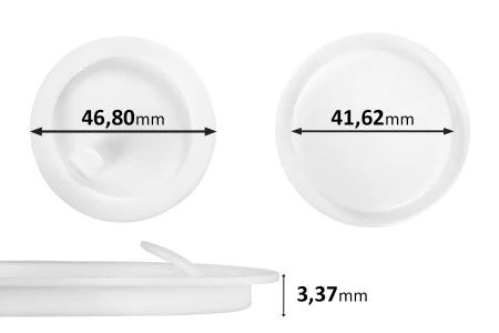 Plastični međupoklopac (PE) bele boje, visine 3,37 mm i prečnika 46,80 mm (mali prečnik: 41,62 mm) - 12 kom-1