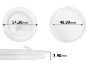 Plastični međupoklopac (PE) bele boje, visine 3,90 mm i prečnika 54,30 mm (mali prečnik: 48,90 mm) - 12 kom