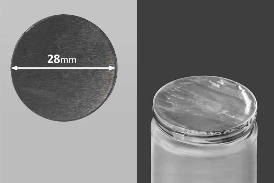 Srebrna samolepljiva aluminijumska zaptivka 28mm - 35 kom Srebrna samolepljiva aluminijumska zaptivka 28mm - 35 kom