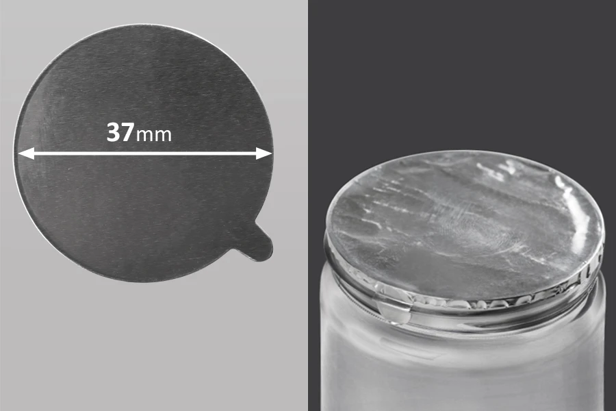 Srebrna samolepljiva aluminijumska zaptivka 37mm - 18 kom Srebrna samolepljiva aluminijumska zaptivka 37mm - 18 kom