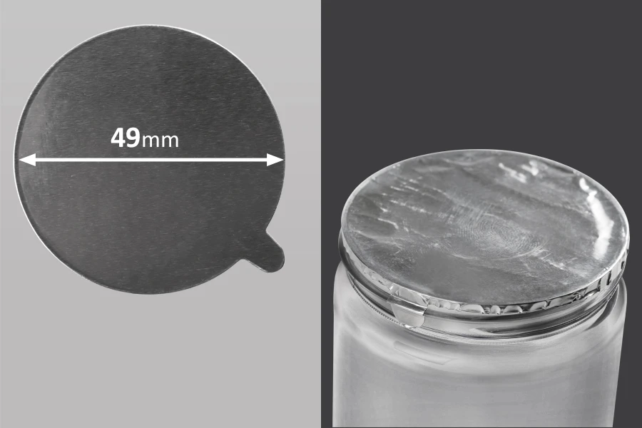 Srebrna samolepljiva aluminijumska zaptivka 49mm - 12 kom Srebrna samolepljiva aluminijumska zaptivka 49mm - 12 kom