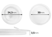 Plastični međupoklopac (PE) bele boje, visine 3,50 mm i prečnika 34,30 mm (mali prečnik: 30 mm) - 12 kom-slika_proizvoda