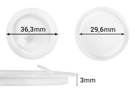 Plastičan PE beli međupoklopac 36,3mm, za teglice od 50mL-1