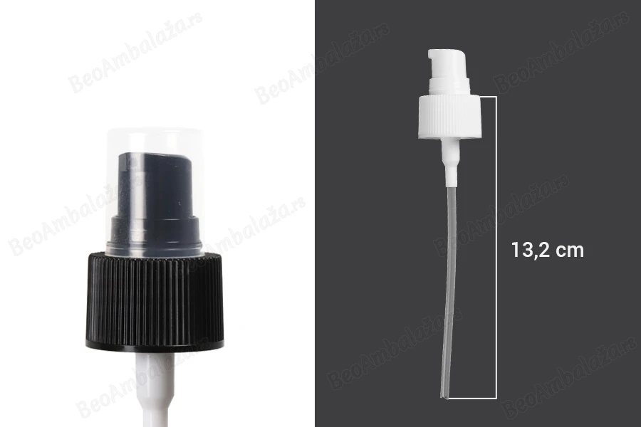 Plastična pumpica 24/410 za kreme, šampone ili antiseptik sa providnim zatvaračem-dimenzije_slike