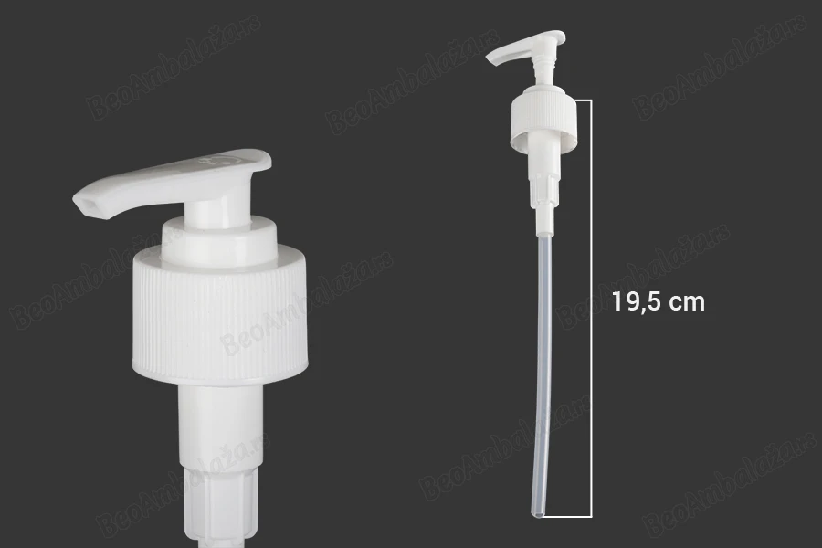 Plastična bela pumpica 28/410 za kreme ili šampone sa zaštitnim mehanizmom-dimenzije_slike