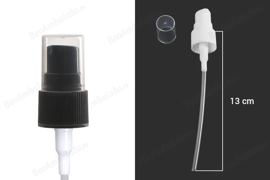 Plastična crna ili bela pumpica PP20 za kreme sa providnim zatvaračem-dimenzije_slike