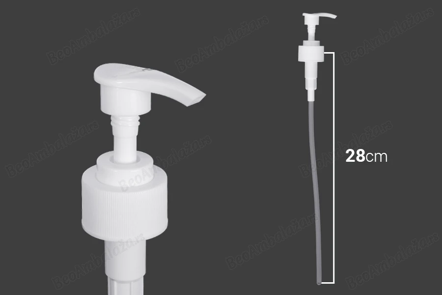 Plastična bela pumpica 28/410 za kreme sa sigurnosnim mehanizmom-dimenzije_slike