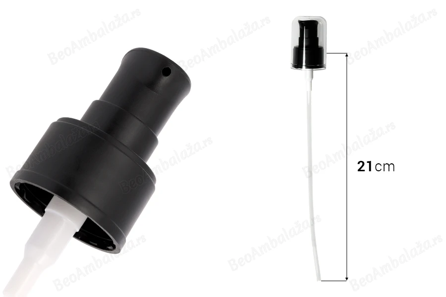 Plastična MAT crna pumpica PP24 za kreme sa providnim akrilnim zatvaračem-dimenzije_slike