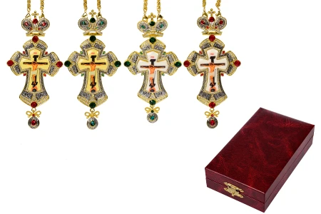 Prsni krst sa šarenim kamenjem, lancem (120 cm) i futrolom-slika_proizvoda