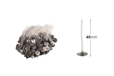 Pamučni voskirani fitilj dužine 40mm sa metalnom podlogom za sveće - 50 kom-2