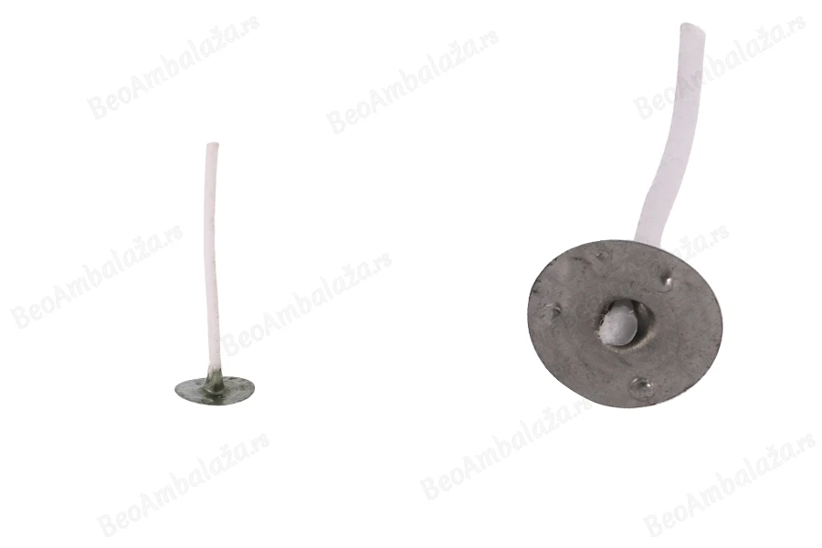Pamučni voskirani fitilj dužine 40mm sa metalnom podlogom za sveće - 50 kom-slika_proizvoda