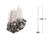 Pamučni voskirani fitilj dužine 100mm sa metalnom podlogom za sveće - 100 kom Pamučni voskirani fitilj dužine 100mm sa metalnom podlogom za sveće - 100 kom