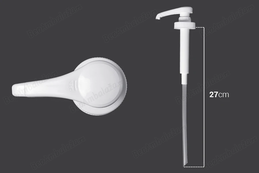 Plastična pumpica (dozator) 5 mL za posude sa otvorom 38/400-dimenzije_slike