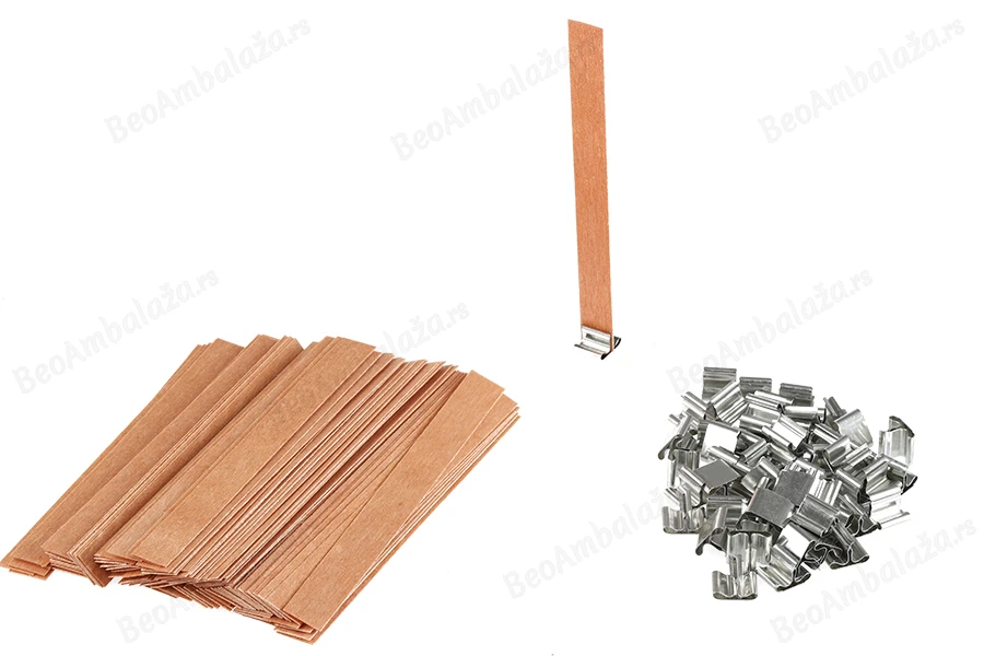 Drveni fitilj 15x150 mm sa metalnom osnovom za sveće - 25 kom-