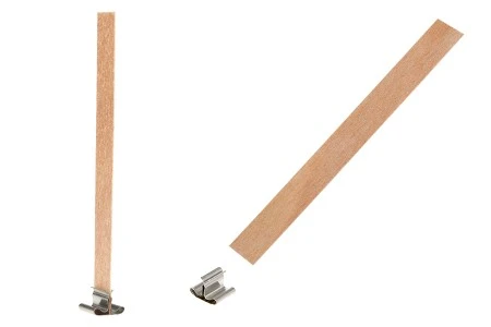 Drveni fitilj 15x130 mm sa metalnom osnovom za sveće - 25 kom-1