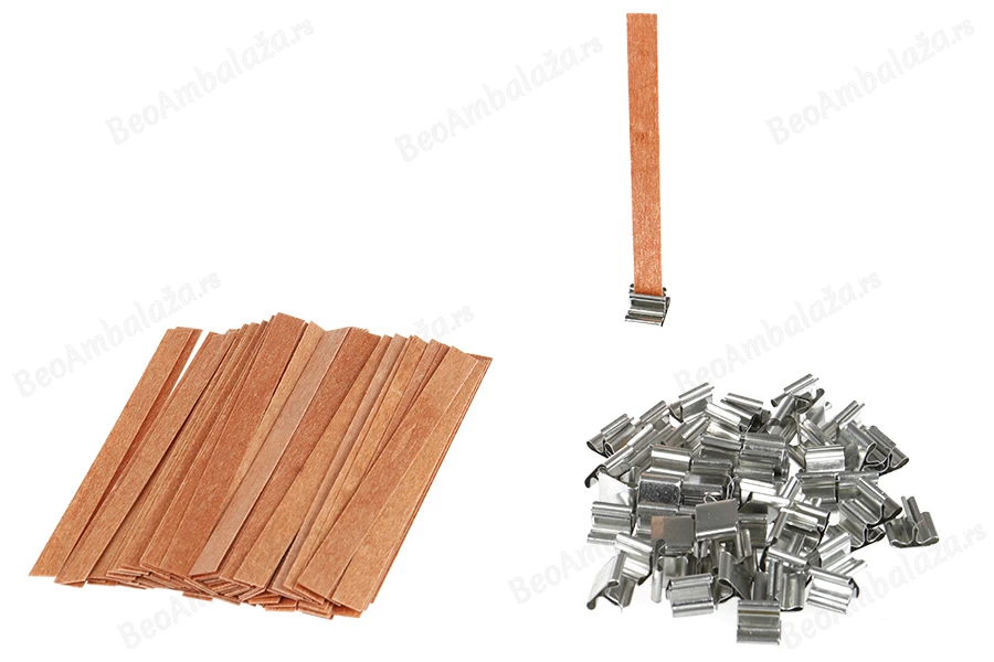 Drveni fitilj 10x130mm sa metalnom osnovom za sveće - 25 kom-