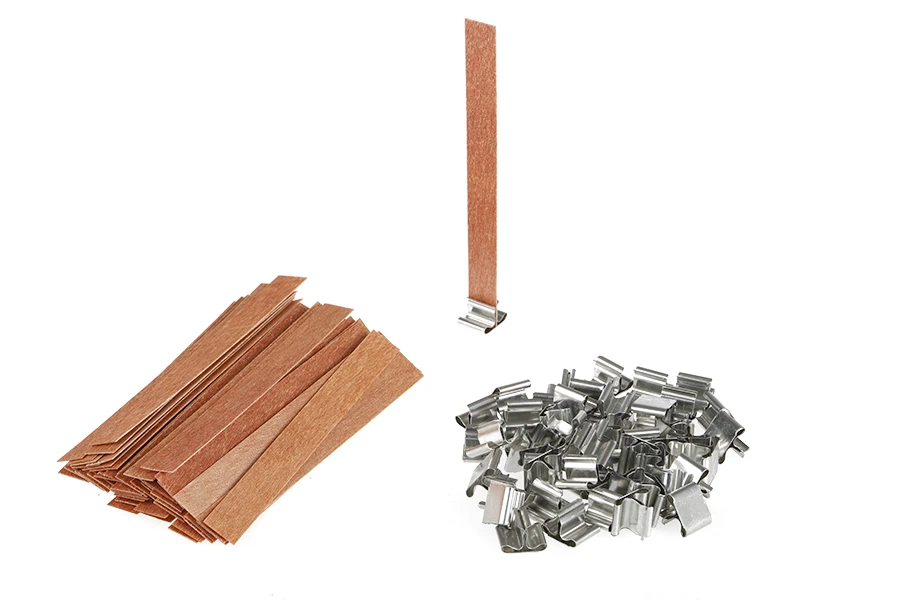 Drveni fitilj 13x130 mm sa metalnom osnovom za sveće - 25 kom-