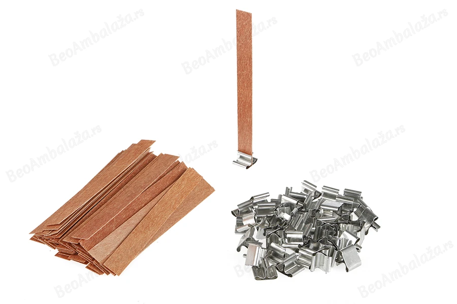 Drveni fitilj 13x130 mm sa metalnom osnovom za sveće - 25 kom-