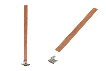 Drveni fitilj 13x130 mm sa metalnom osnovom za sveće - 25 kom-1