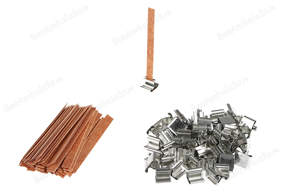 Drveni fitilj 8x90mm sa metalnom osnovom za sveće - 25 kom-