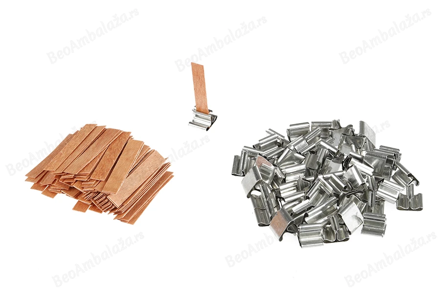 Drveni fitilj 9x50mm sa metalnom osnovom za sveće - 25 kom-
