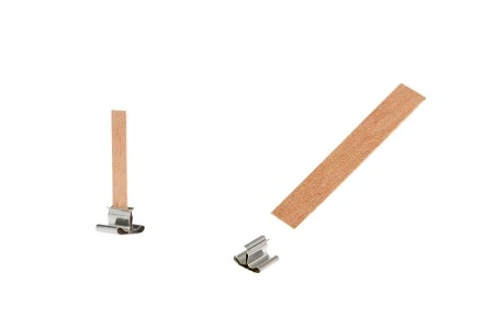 Drveni fitilj 9x50mm sa metalnom osnovom za sveće - 25 kom-1