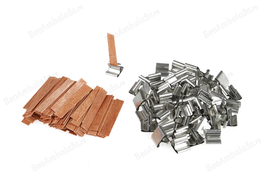 Drveni fitilj 8x50mm sa metalnom osnovom za sveće - 25 kom-