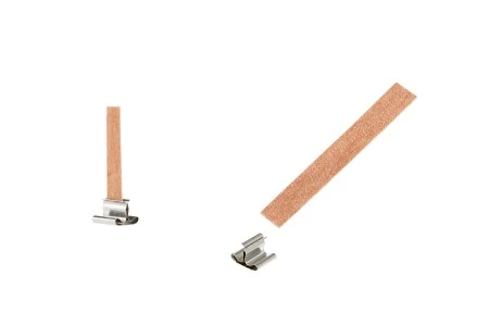 Drveni fitilj 8x50mm sa metalnom osnovom za sveće - 25 kom-1