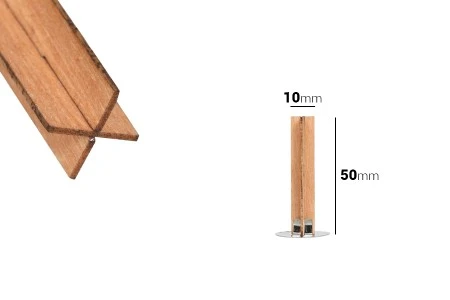 Drveni krstasti fitilj 10x50 mm sa metalnom osnovom za sveću - 25 kom-2