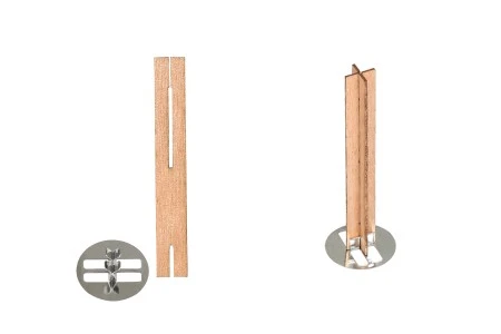 Drveni krstasti fitilj 10x70 mm sa metalnom osnovom za sveću - 25 kom-1