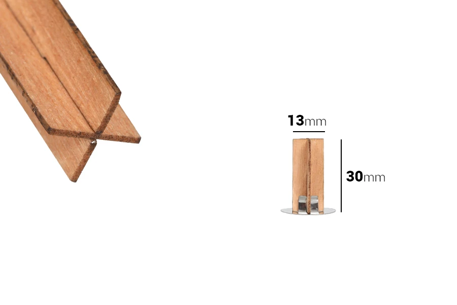 Drveni krstasti fitilj 13x30 mm sa metalnom osnovom za sveću - 25 kom Drveni krstasti fitilj 13x30 mm sa metalnom osnovom za sveću - 25 kom