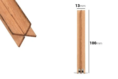 Drveni krstasti fitilj 13x100 mm sa metalnom osnovom za sveću - 25 kom-2