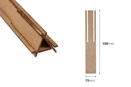 Drveni fitilj 15x100mm u obliku piramide sa metalnom osnovom za sveće - 5 kom-2