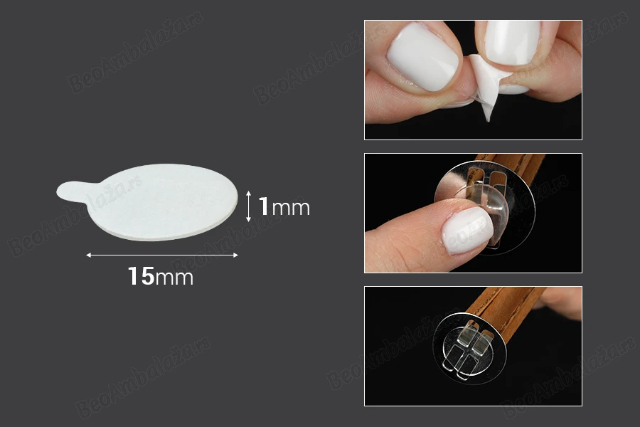 Dvostruko lepljive nalepnice za fitilje za sveće 15mm (akrilni materijal) - 56 kom-dimenzije_slike