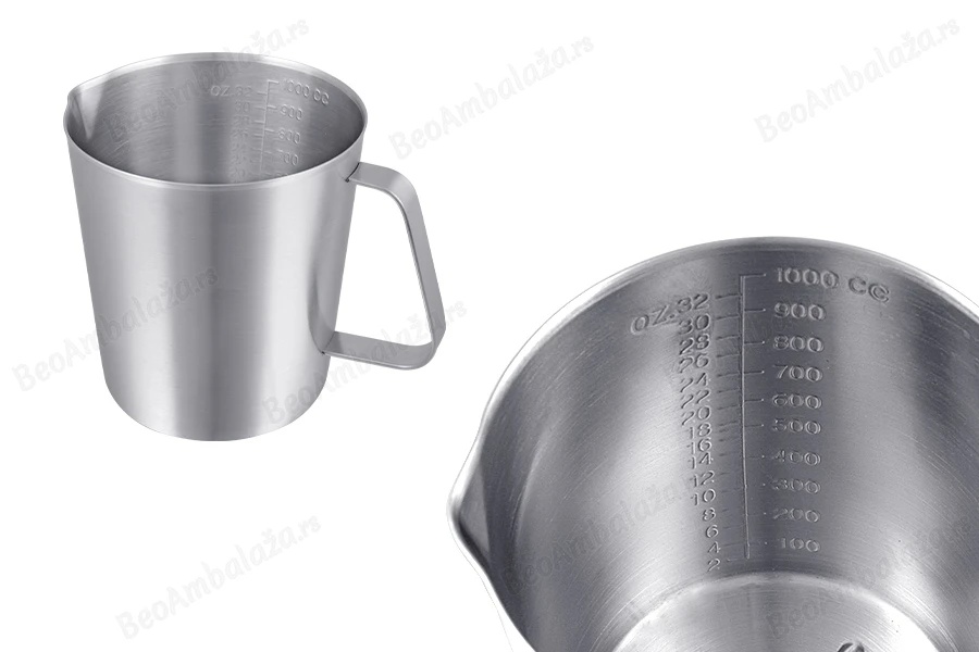 Posuda od nerđajućeg čelika (Inox) sa menzurom i drškom 1000mL-grupa_slika